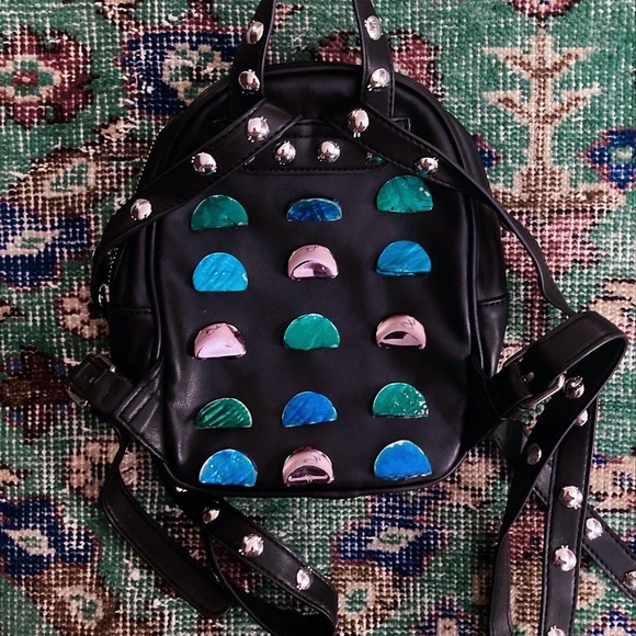 Custom “Tunisian Blues” Black Leather Moto Backpack main image 7